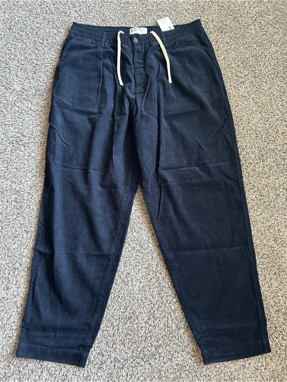 Universal Works Men's Navy Corduroy Relaxed Jogger Pants
